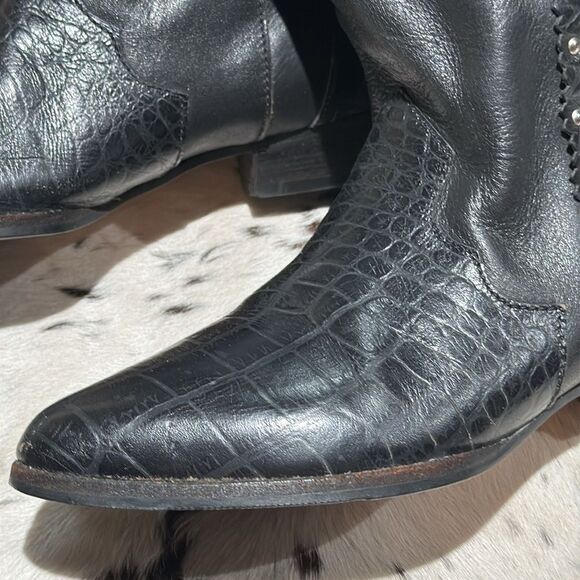 MARC ALPERT 100% LEATHER WESTERN STUDDED BOOTS BURNING MAN SIZE  8.5 A13 - Picture 2 of 12